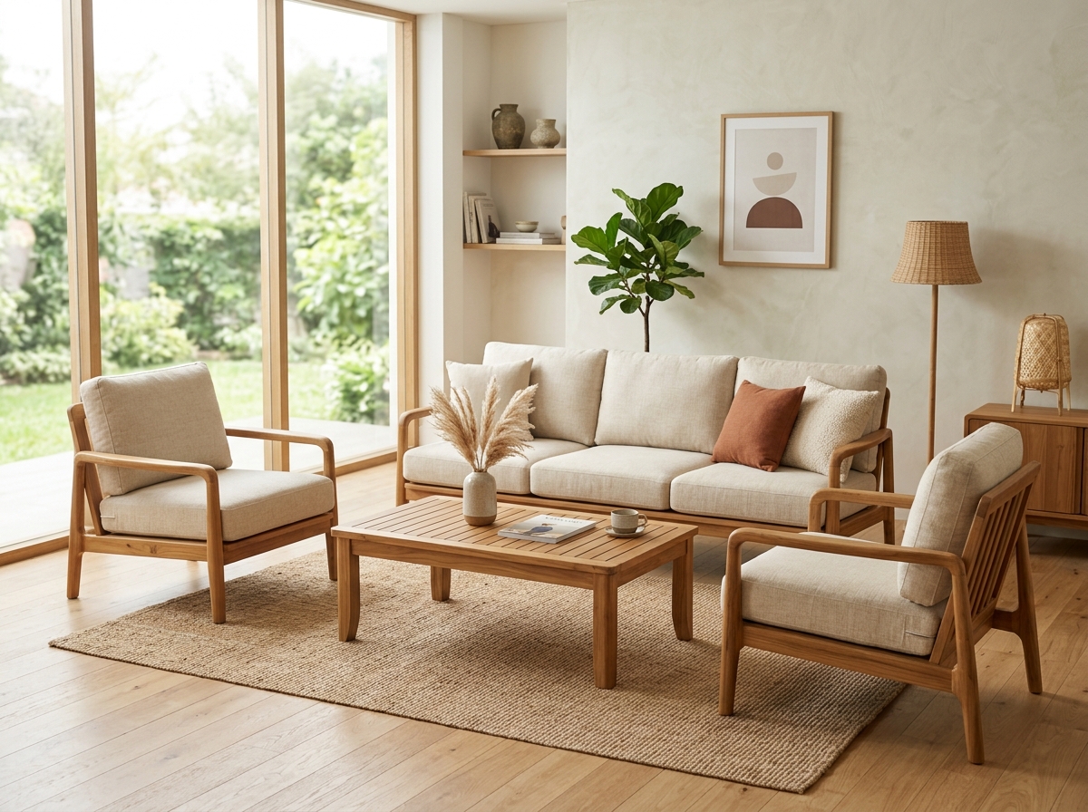 Set Kursi Tamu Minimalis Modern Kayu Solid