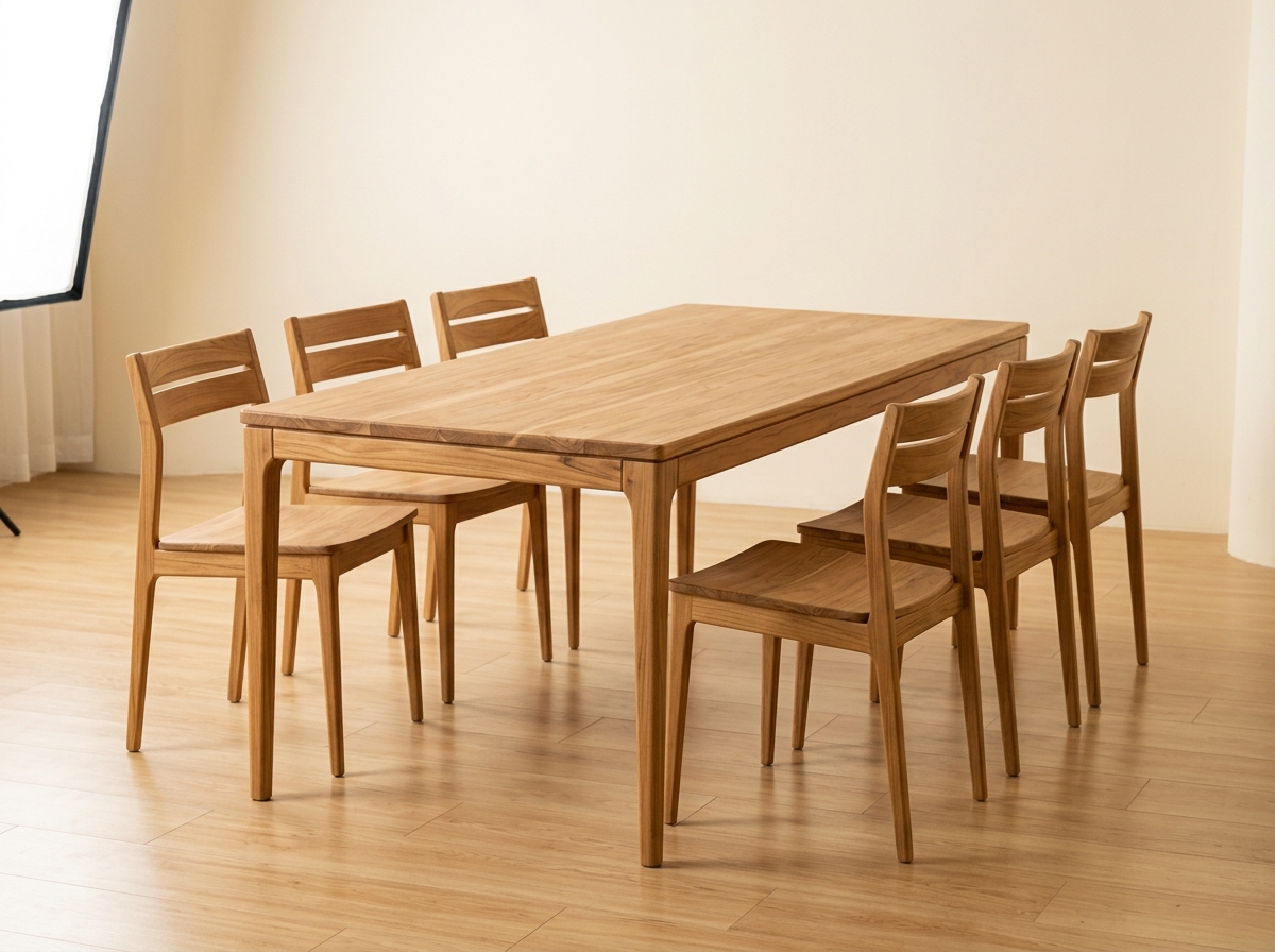 Set Meja & Kursi Makan Keluarga Full Kayu